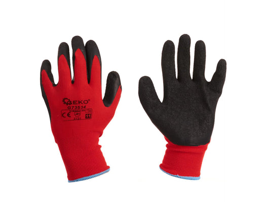 Manusi de protectie acoperite cu latex, marimea 11, rosu, Geko G73534